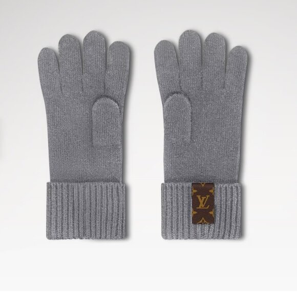 Louis Vuitton Wool LV Medallion Gloves in Light Gray - Picture 2 of 5